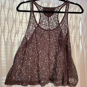 Gray Lace See Through Tank